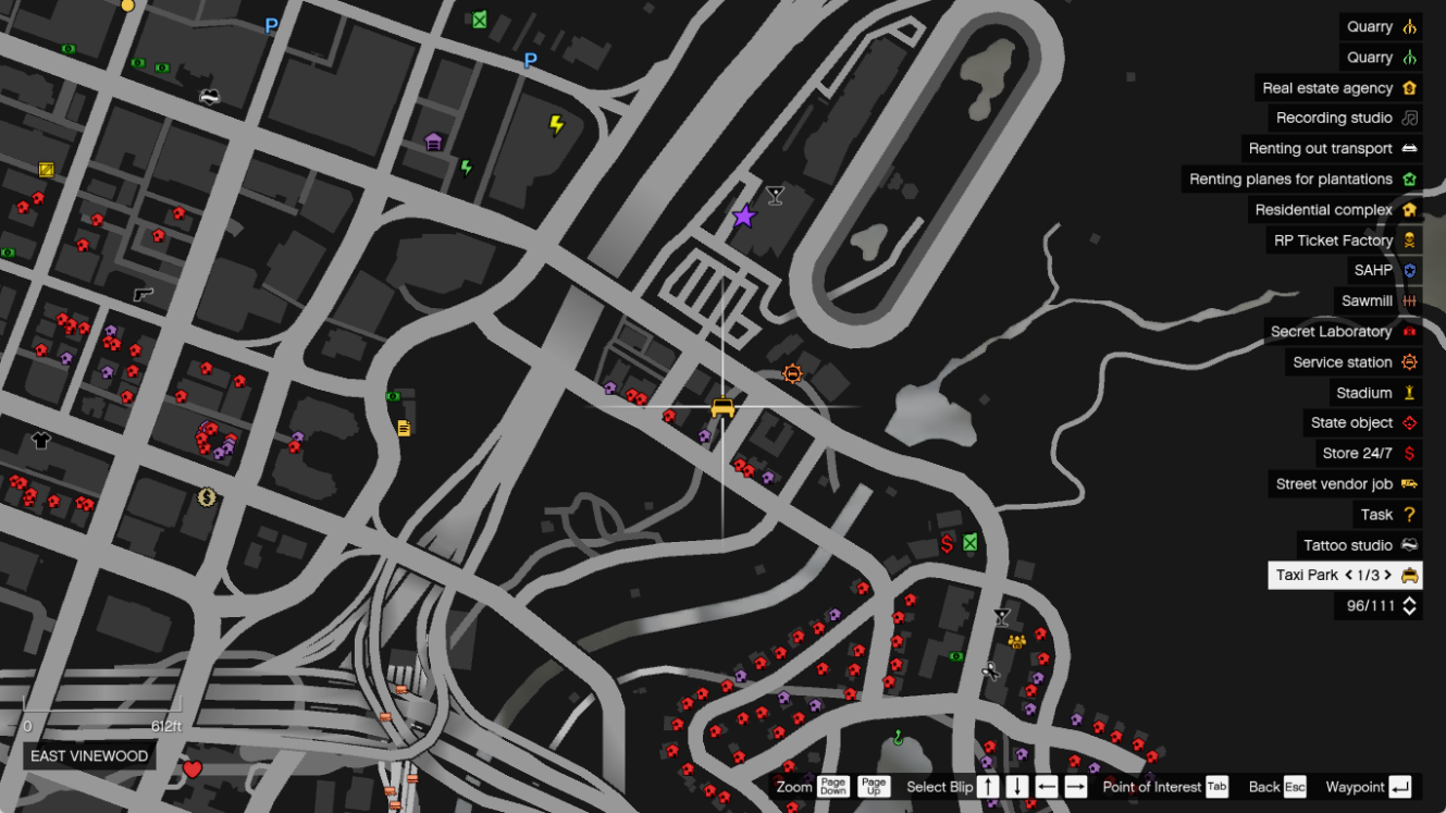 East Vinewood Taxi Job Location
